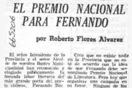 El Premio Nacional para Fernando  [artículo] Roberto Flores Alvarez.