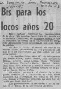 Bis para los locos años 20.  [artículo]
