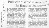 Publican "Gente al acecho" en Estados Unidos.  [artículo]