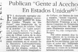 Publican "Gente al acecho" en Estados Unidos.  [artículo]