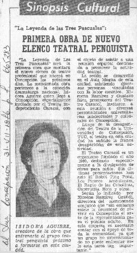 Primera obra de nuevo elenco teatral penquista.  [artículo]