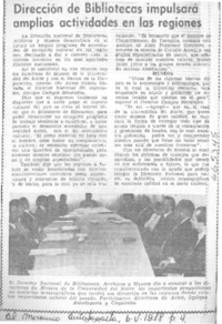 Dirección de Bibliotecas impulsará amplias actividades en las regiones.