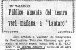 Público amante del teatro verá mañana a "Lautaro".