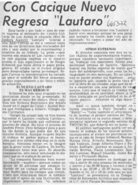Con cacique nuevo regresa "Lautaro".  [artículo]