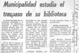 Municipalidad estudia el traspaso de su biblioteca.