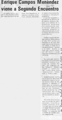 Enrique Campos Menéndez viene a segundo encuentro.  [artículo]