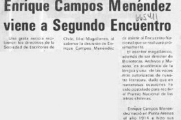 Enrique Campos Menéndez viene a segundo encuentro.  [artículo]