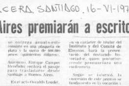 En B. Aires premiarán a escritor chileno.