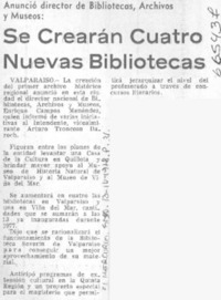 Se crearán cuatro nuevas bibliotecas.