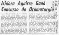 Isidora Aguirre ganó concurso de dramaturgia.  [artículo]