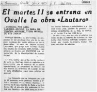 El Martes 11 se estrena en Ovalle la obra "Lautaro".  [artículo]