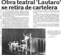 Obra teatral "Lautaro" se retira de cartelera.  [artículo]