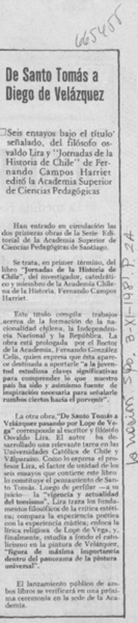 De Santo Tomás a Diego de Velázquez.