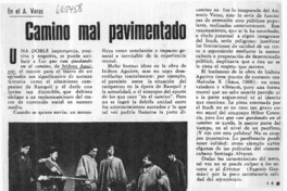 Camino mal pavimentado  [artículo] J.E.