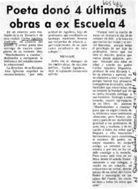 Poeta donó 4 últimas obras a ex Escuela 4.  [artículo]
