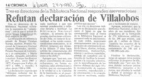 Refutan declaración de Villalobos.