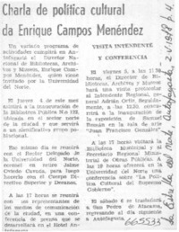 Charla de política cultural da Enrique Campos Menéndez.