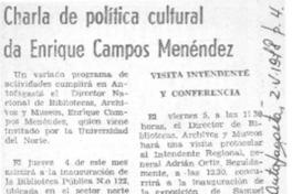 Charla de política cultural da Enrique Campos Menéndez.