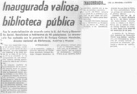 Inaugurada valiosa biblioteca pública.