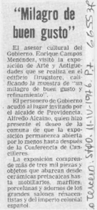 Milagro de buen gusto".