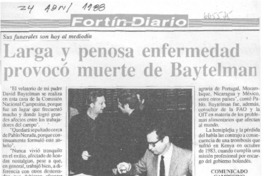 Larga y penosa enfermedad provocó muerte de Baytelman.