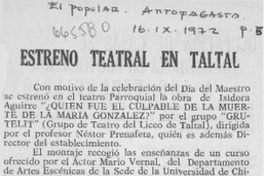 Estreno teatral en Taltal