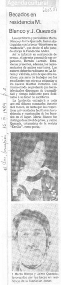 Becados en residencia M. Blanco y J. Quezada.
