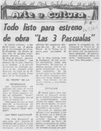 Todo listo para estreno de obra "Las 3 pascualas".