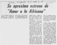 Se aproxima estreno de "Amor a la africana".