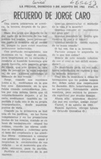 Recuerdo de Jorge Caro.