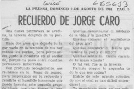 Recuerdo de Jorge Caro.