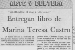 Entregan libro de Marina Teresa Castro.