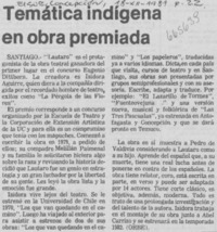 Temática indígena en obra premiada.