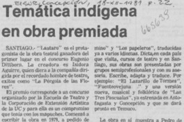 Temática indígena en obra premiada.