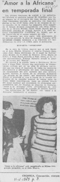 "Amor a la africana" en temporada final.