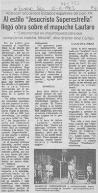 Al estilo "Jesucristo Superestrella" llegó obra sobre el mapuche Lautaro.