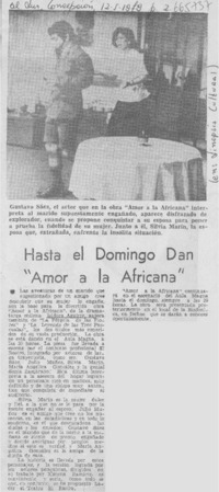 Hasta el domingo dan "Amor a la africana".