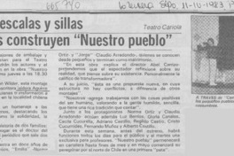 Con cajones, escalas y sillas los itinerantes construyen "Nuestro pueblo".