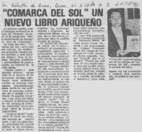 Comarca del sol" un nuevo libro ariqueño.