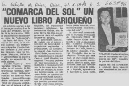 Comarca del sol" un nuevo libro ariqueño.