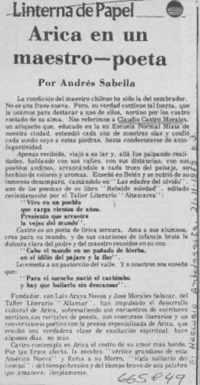 Arica en un maestro-poeta