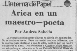 Arica en un maestro-poeta