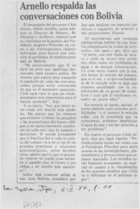 Arnello respalda las conversaciones con Bolivia.