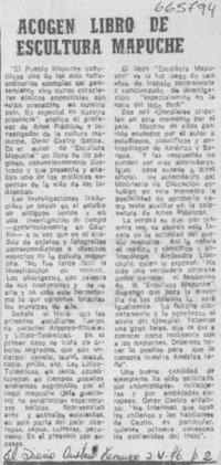 Acogen libro de Escultura mapuche.