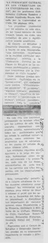 La formación general en los currículos de la Universidad de Chile"