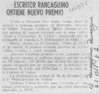 Escritor rancagüino obtiene nuevo premio.