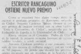 Escritor rancagüino obtiene nuevo premio.