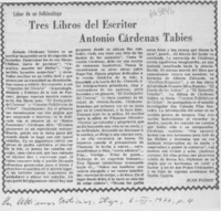 Tres libros del escritor Antonio Cárdenas Tabies.