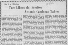 Tres libros del escritor Antonio Cárdenas Tabies.