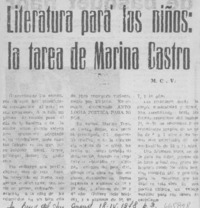 Literatura para los niños: la tarea de Marina Castro